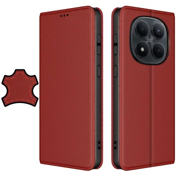 Etui do Xiaomi Redmi Note 15 Pro+ Plus 5G skórzane zamykane bordowe