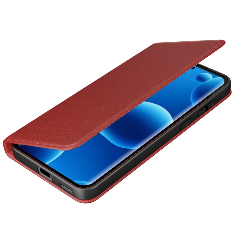Bordowe etui book case do Xiaomi Redmi Note 15 5G z uchyloną klapką
