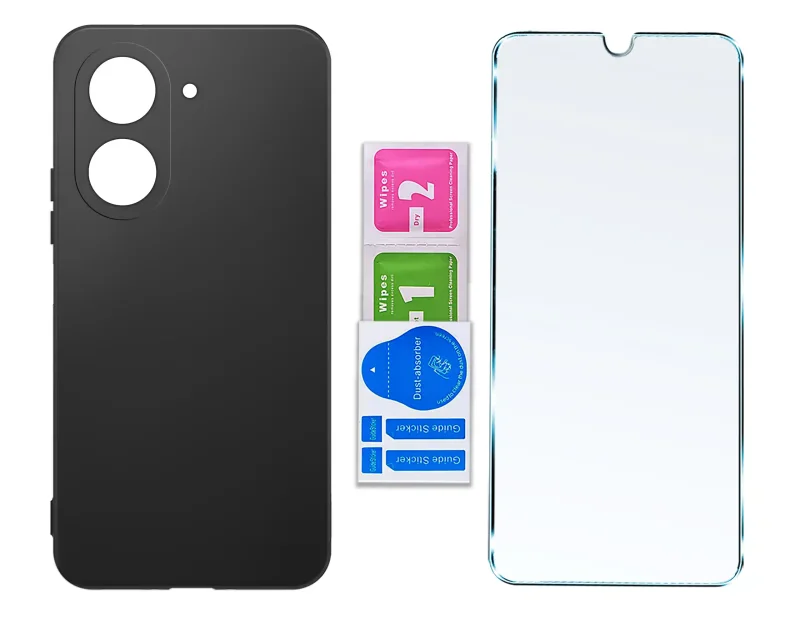Czarne etui silikonowe do Xiaomi Redmi A5 z dopasowanym szkłem hartowanym