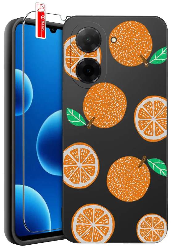 Etui z motywem pomarańczy do Xiaomi Redmi A5 oraz szkłohartowane 9H w zestawie