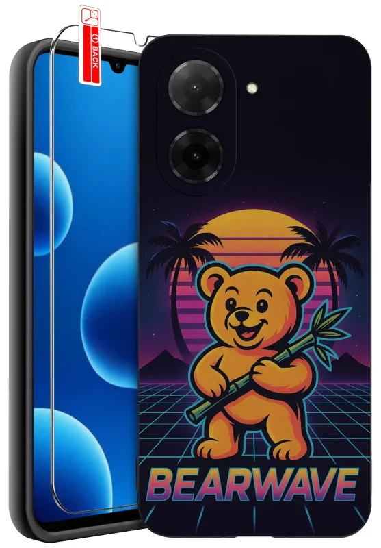 Etui do Xiaomi Redmi A5 z misiem „Bearwave” na tle zachodu słońca ze szkłem hartowanym