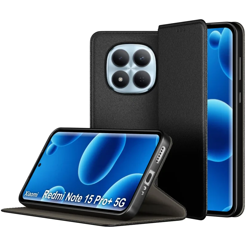 Xiaomi Redmi Note 15 Pro+ 5G w czarnym etui magnetycznym z klapką