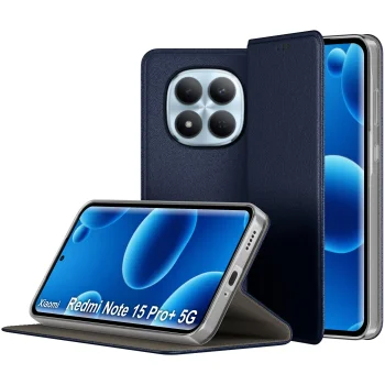 Etui do Xiaomi Redmi Note 15 Pro+ Plus 5G granatowe magnetyczne zamykane