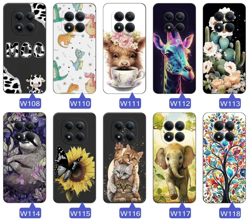 Wzorzyste etui do Xiaomi Redmi Note 15 Pro 4G – motywy zwierząt, roślin, postaci i nowoczesnych ilustracji w intensywnych kolorach