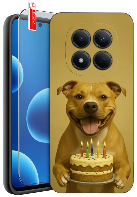Etui do Xiaomi Redmi Note 15 Pro 4G różne wzory z psem w komplecie ze szkłem hartowanym - motyw pieska z tortem