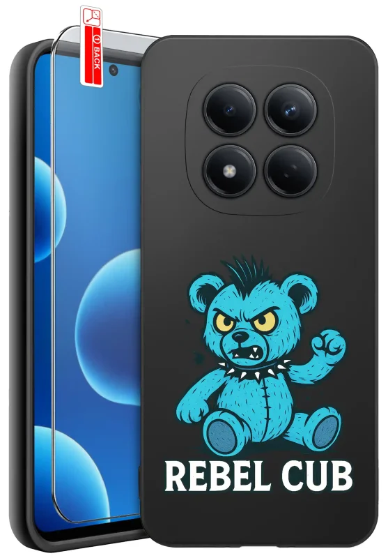 Etui do Xiaomi Redmi Note 15 Pro 4G z niebieskim misiem ze szkłem hartowanym