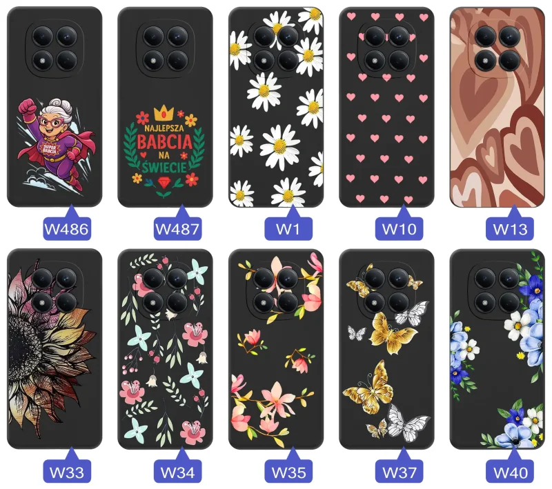 Kolekcja wzorów na Xiaomi Redmi Note 15 Pro 4G – kwiaty, motyle, ptaki, kotki