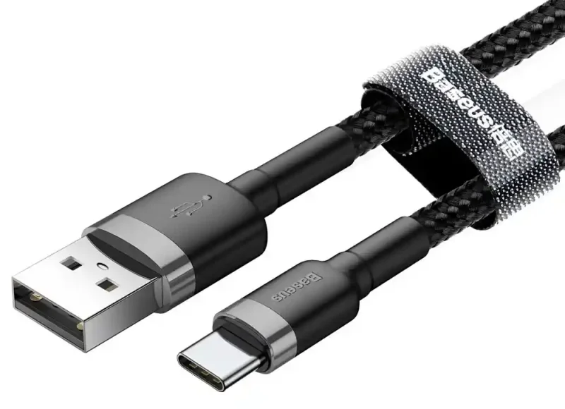 Baseus kabel USB do USB-C 3 metry z aluminiowymi końcówkami i paskiem organizacyjnym, obsługa QC 3.0 2A