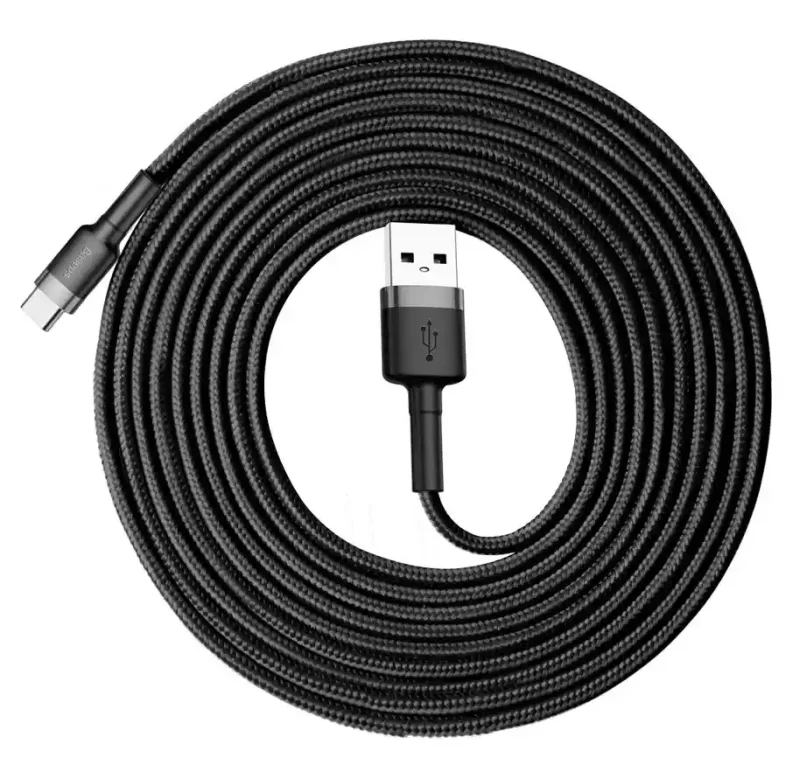 Długi kabel USB-C Baseus 3M zwinięty w okrąg, wytrzymały przewód do ładowania i transmisji danych 480 Mbps