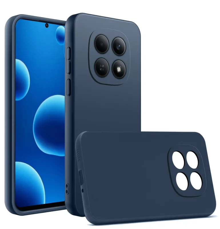 Granatowy silikonowy case do Xiaomi Redmi Note 15 4G – widok przód i tył, matowe wykończenie