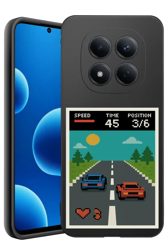 Etui gamingowe z motywem retro wyścigów w stylu pixel art na Xiaomi Redmi Note 15 Pro+ Plus 5G
