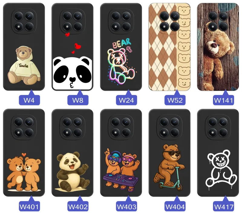 Kolekcja wzorów z misiem na Xiaomi Redmi Note 15 Pro+ Plus 5G - pandy, koale, urocze misie