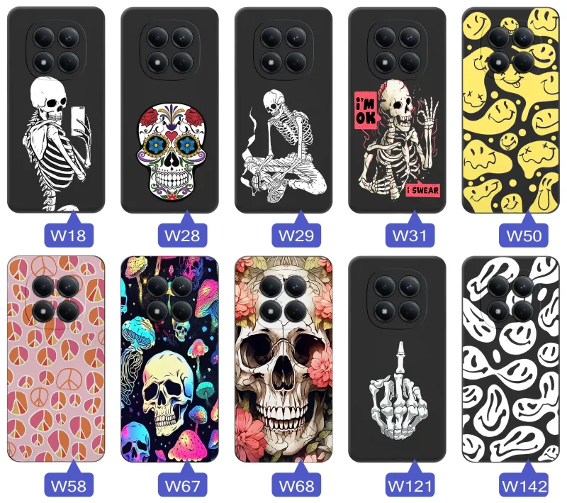 Kolekcja etui z motywem Halloween do Xiaomi Redmi Note 15 Pro+ Plus 5G – czaszki, szkielety