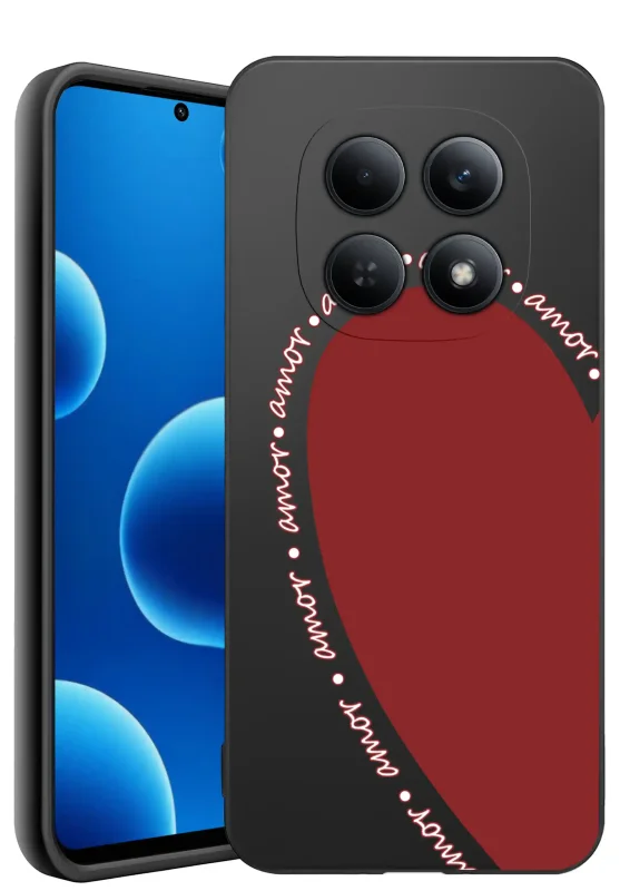 Etui do Xiaomi Redmi Note 15 4G z walentynkowym wzorem - czerwone serce i napis amor