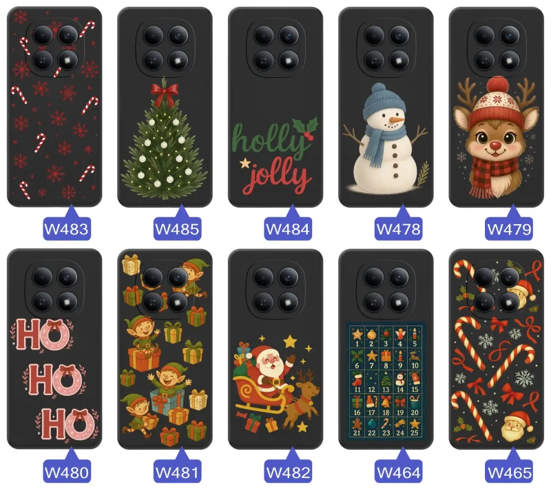 Kolekcja wzorów świątecznych i zimowych na Xiaomi Redmi Note 15 4G - renifery, bałwany, choinki, Mikołaje, świąteczne napisy