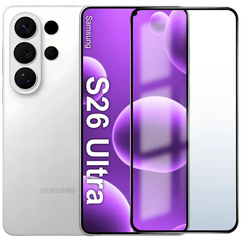 Samsung Galaxy S26 Ultra z przyłożonym szkłem hartowanym 5D OG PREMIUM – ochrona przed zarysowaniami i uszkodzeniami