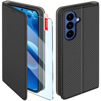 Etui do Samsung Galaxy S26 czarne zamykane ze szkłem