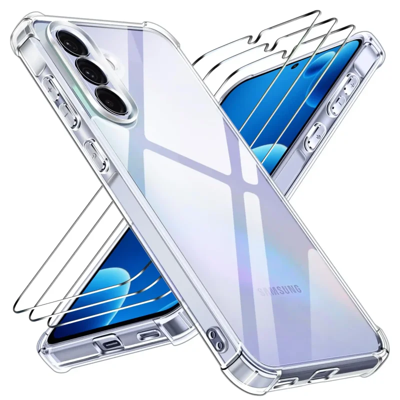 Przezroczyste etui Anti-Shock do Samsung Galaxy S26+ Plus z trzema szkłami hartowanymi