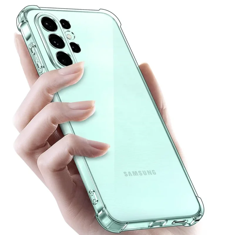 Samsung Galaxy S26 Ultra w przezroczystym etui – elegancki wygląd smartfona w dłoni