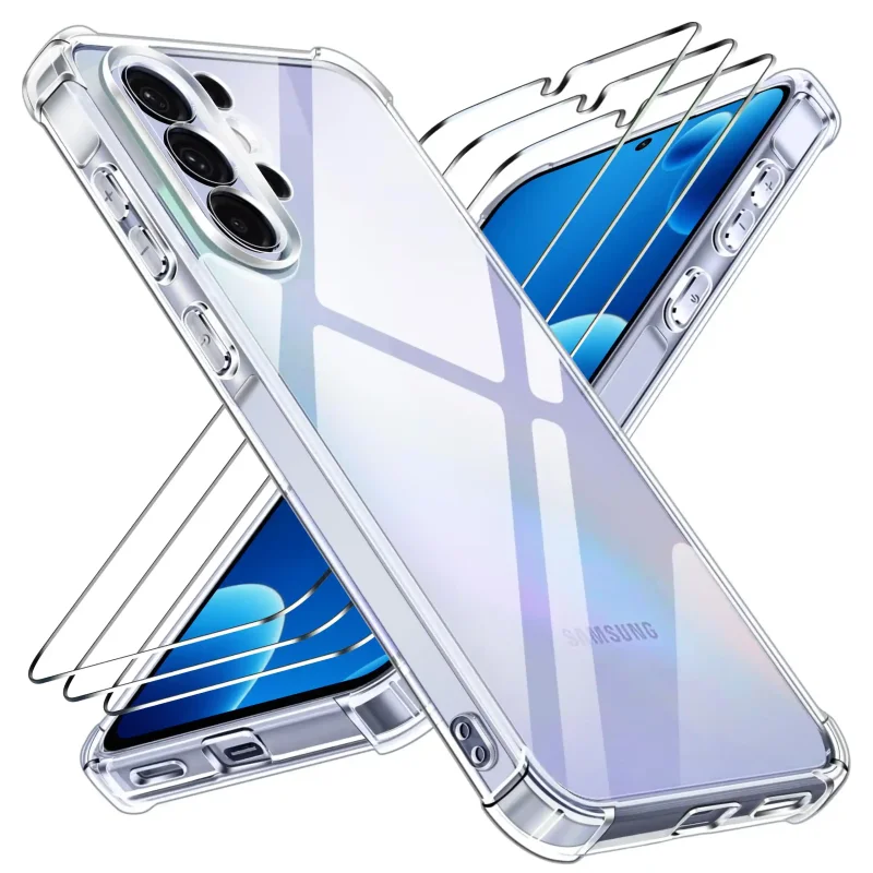 Przezroczyste etui Anti-Shock do Samsung Galaxy S26 Ultra z trzema szkłami hartowanymi