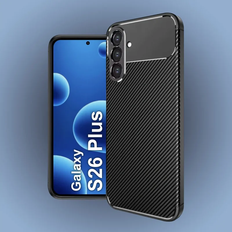 Carbon Case na Samsung Galaxy S26+ Plus – widok przód i tył telefonu w obudowie