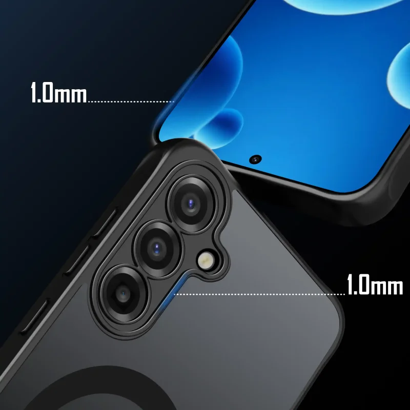 Etui MagSafe Matt do Samsung Galaxy S26+ Plus z podwyższonym rantem 1,0 mm wokół aparatu i ekranu