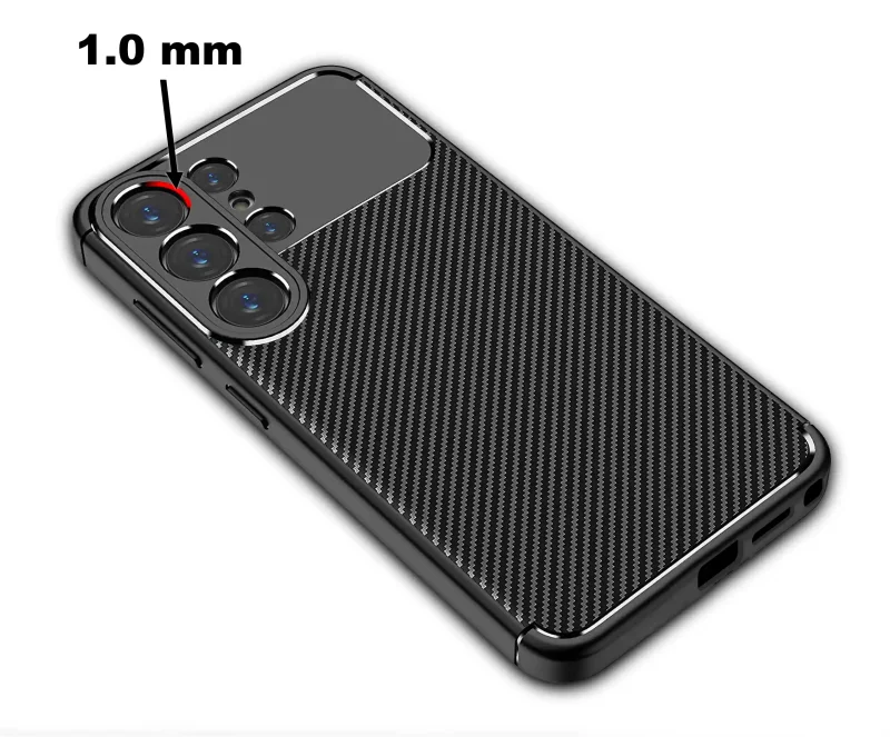 Podwyższony rant 1.0 mm wokół aparatu w etui carbon premium do Samsung Galaxy S26 Ultra