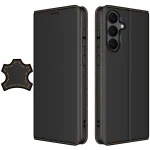 Etui do Samsung Galaxy S26 skórzane zamykane czarne ze szkłem