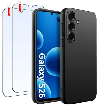 Etui do Samsung Galaxy S26 czarne matowe z zestawem 2 szkieł