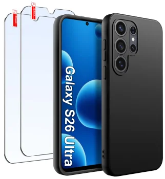 Etui do Samsung Galaxy S26 Ultra czarne matowe z zestawem 2 szkieł