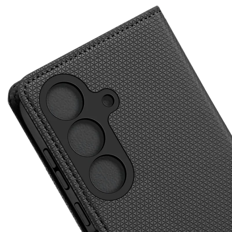 Etui zamykane do Samsung Galaxy S26 czarne – precyzyjne wycięcia na aparaty i przyciski boczne smartfona