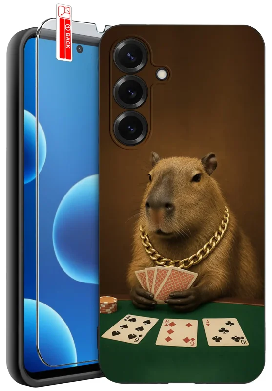 Samsung Galaxy S26+ Plus w etui z wzorem kapibary  i szkło hartowane w zestawie