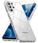 Etui do Samsung Galaxy S26 Ultra bezbarwne z brokatem ze szkłem