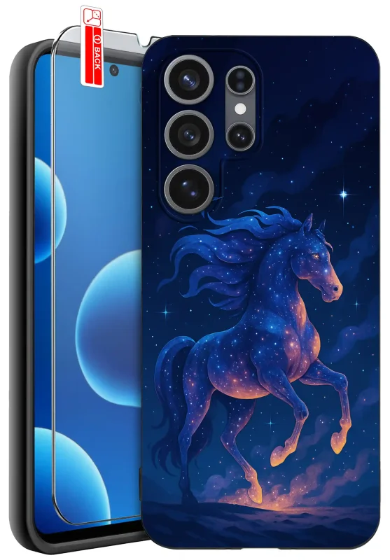 Etui do Samsung Galaxy S26 Ultra z koniem w komplecie ze szkłem hartowanym - galaktyczny koń na tle gwiaździstego nieba
