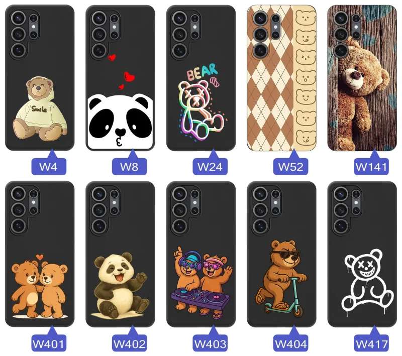 Kolekcja wzorów z misiem na Samsung Galaxy S26 Ultra - pandy, koale, urocze misie