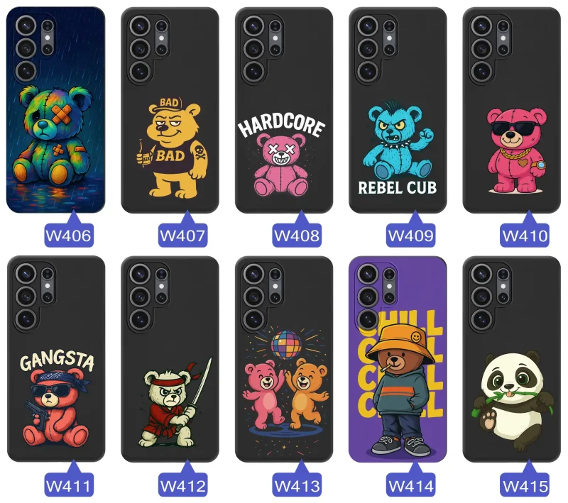 Różne wzory z misiem do Samsung Galaxy S26 Ultra - kolorowe grafiki i napisy