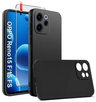 Etui do Oppo Reno 15 F / 15 FS 5G czarne matowe ze szkłem