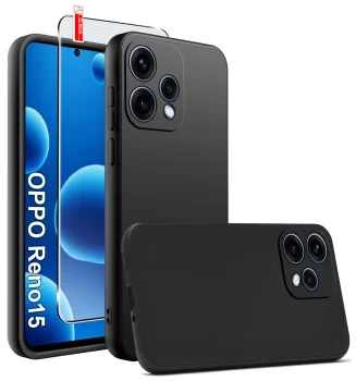 Etui do Oppo Reno 15 5G czarne matowe ze szkłem
