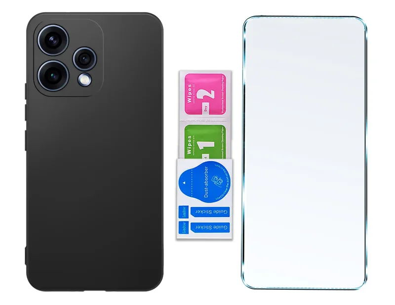 Etui do Oppo Reno 15 5G czarne matowe ze szkłem hartowanym i zestawem montażowym