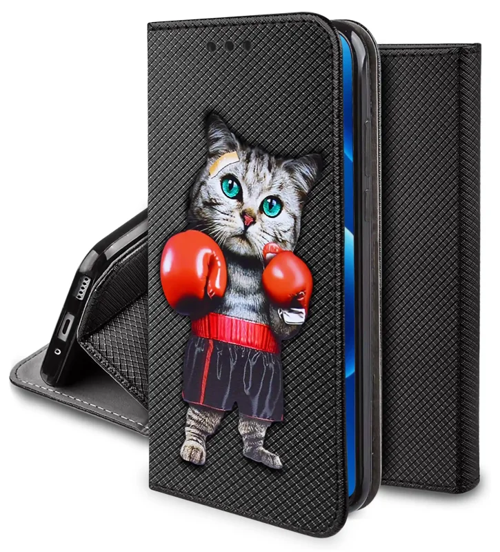 Etui z klapką do Xiaomi Redmi Note 15 5G z wzorem kota, funkcja stojaka