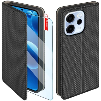 Etui do Oppo Reno 15 F / 15 FS 5G czarne zamykane ze szkłem