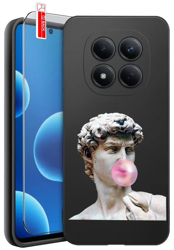Etui do Xiaomi Redmi Note 15 Pro 5G różne fajne wzory -  rzeźba z różową gumą balonową