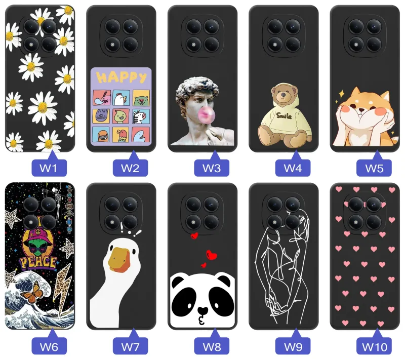 Kolekcja wzorów na Xiaomi Redmi Note 15 Pro 5G – kwiaty, zwierzęta, kolorowe grafiki
