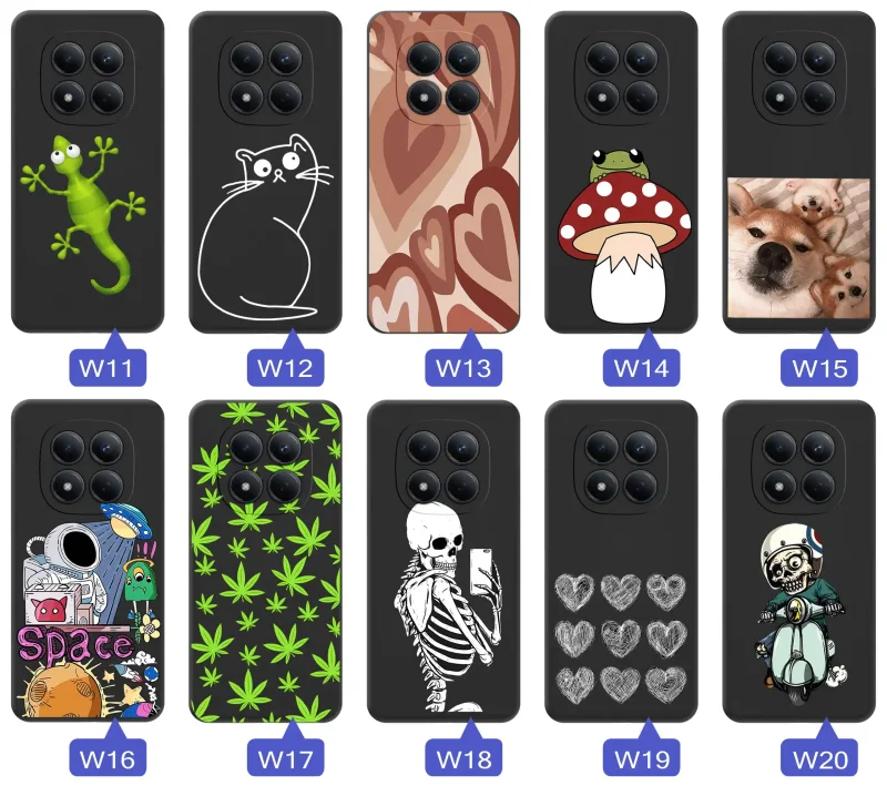 Różne motywy etui do Xiaomi Redmi Note 15 Pro 5G – szkielety, psy, koty, kosmos