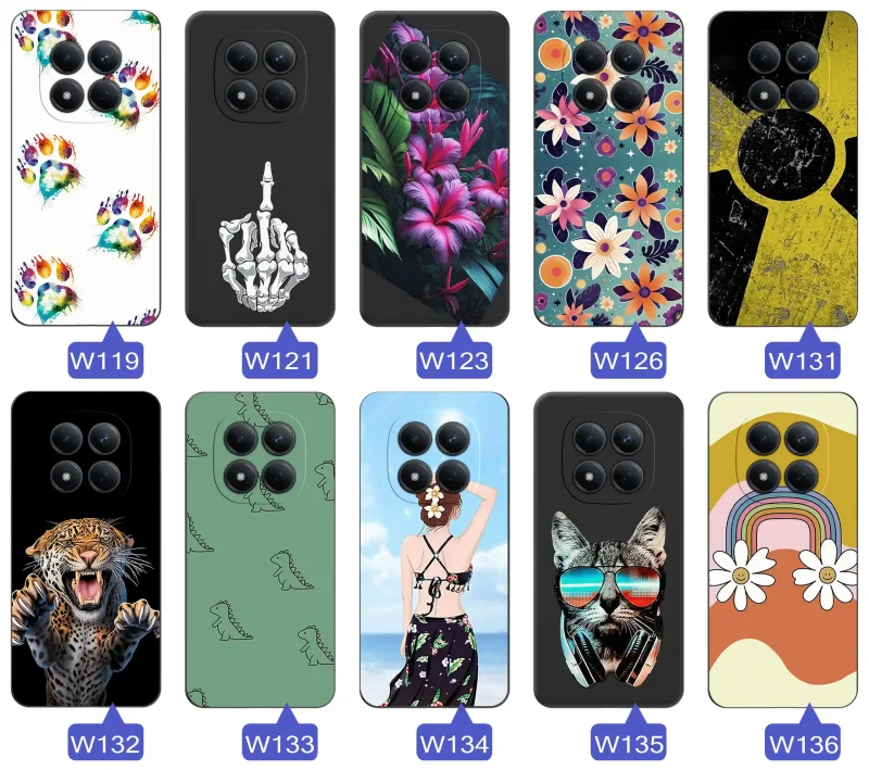 Case do Xiaomi Redmi Note 15 Pro 5G z kolorowymi motywami – różnorodne wzory kwiatowe, zwierzęce, abstrakcyjne i młodzieżowe grafiki