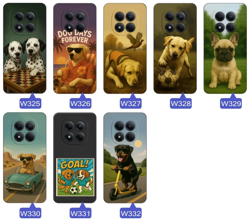 Różne motywy z psem na etui do Xiaomi Redmi Note 15 Pro 5G - golden retriever, buldog, dalmatyńczyk
