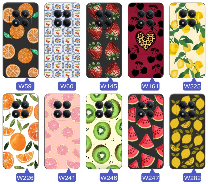 Kolekcja etui z owocami do Xiaomi Redmi Note 15 Pro 5G - truskawki, pomarańcze, cytryny, kiwi