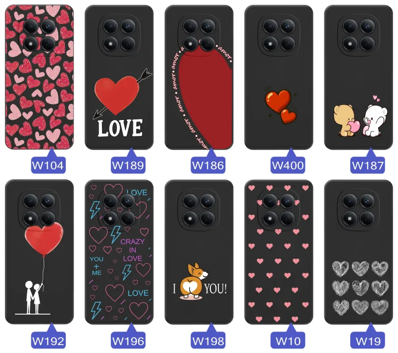 Kolekcja walentynkowych etui do Xiaomi Redmi Note 15 Pro 5G – różne wzory z sercami i napisami love