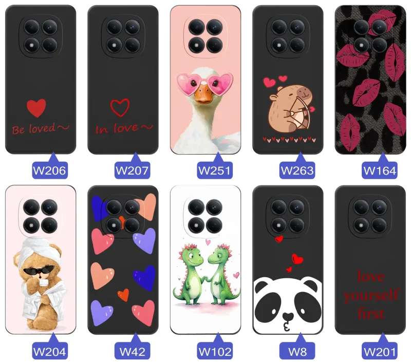 Zestaw nadruków z motywem miłości do Xiaomi Redmi Note 15 Pro 5G – romantyczne napisy, serca, słodkie zwierzęta