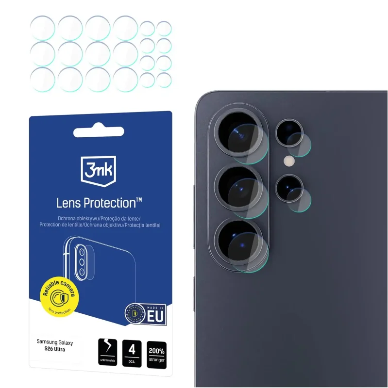 Szkło 3Mk do Samsung Galaxy S26 Ultra na aparat 4 sztuki